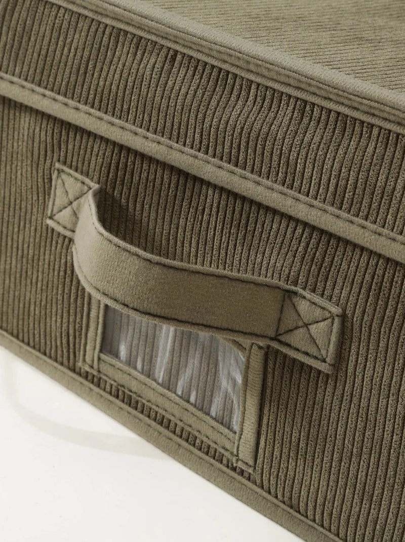 Boîte de rangement en velours côtelé Kaki - Kiabi