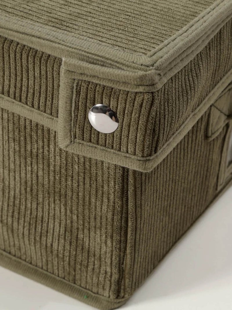 Boîte de rangement en velours côtelé Kaki - Kiabi