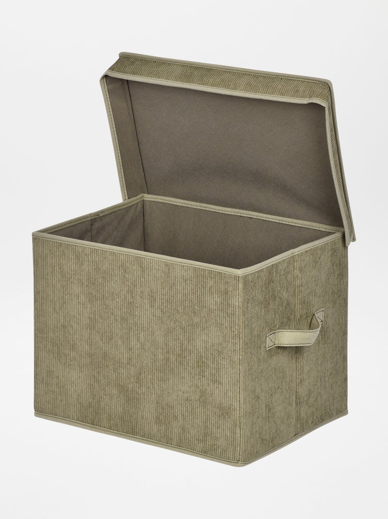 Boîte de rangement en velours côtelé Kaki - Kiabi