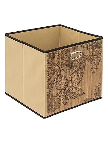 Boîte de rangement imprimé tropical en bambou et tissu Blackflora