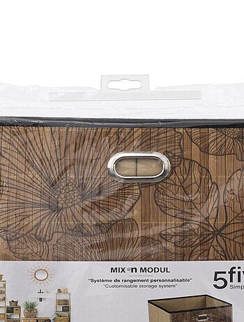 Boîte de rangement imprimé tropical en bambou et tissu Blackflora
