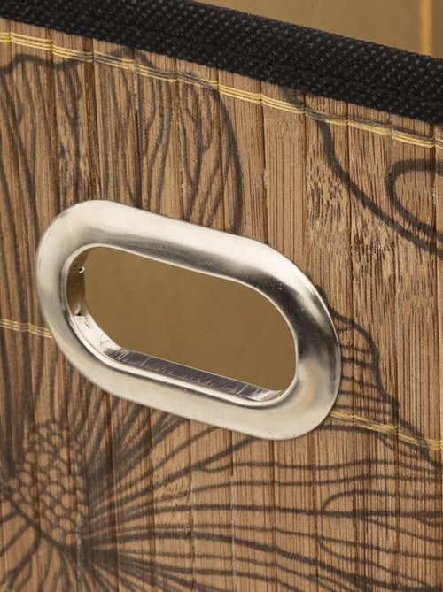 Boîte de rangement imprimé tropical en bambou et tissu Blackflora - Kiabi