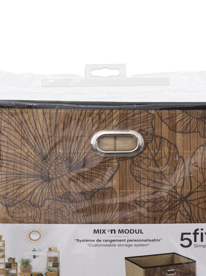 Boîte de rangement imprimé tropical en bambou et tissu Blackflora Marron - Kiabi