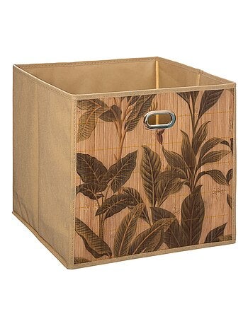 Boîte de rangement imprimé tropical en bambou et tissu