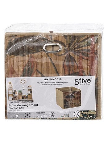 Boîte de rangement imprimé tropical en bambou et tissu Palawan