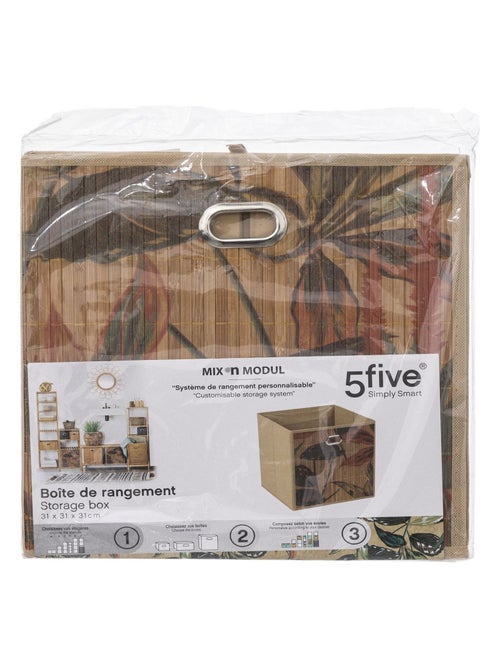 Boîte de rangement imprimé tropical en bambou et tissu Palawan - Kiabi