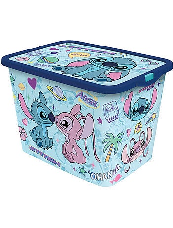 Boîte de rangement jouets 23 L avec couvercle 'Stitch'