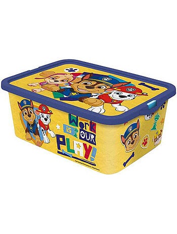 Boîte de rangement Pat Patrouille - 13 L - Jaune et bleue - Avec charnière intégrée