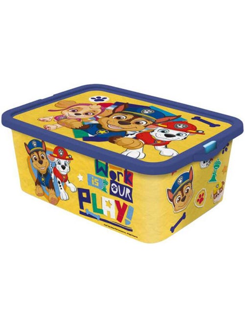 Boîte de rangement Pat Patrouille - 13 L - Jaune et bleue - Avec charnière intégrée - Kiabi Boîte de rangement Pat Patrouille - 13 L - Jaune et bleue - Avec charnière intégrée - Kiabi
