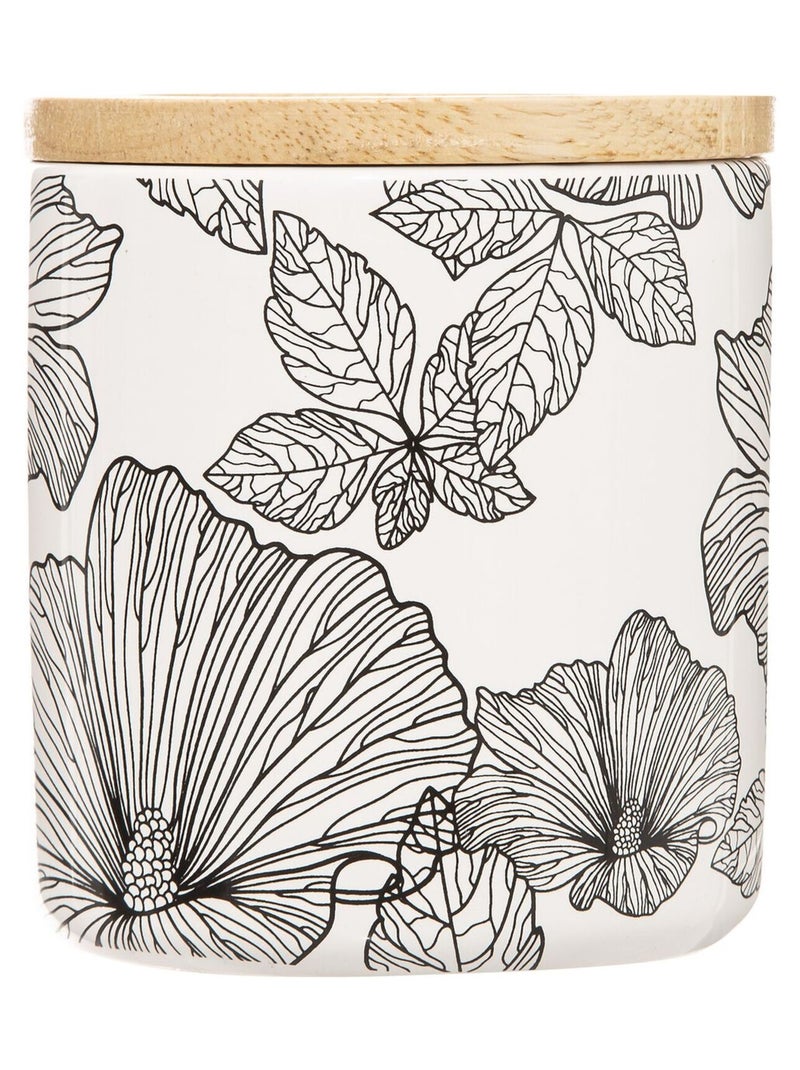 Boite de rangement pour salle de bain pour Coton et Coton-tige avec couvercle Blackflora Blanc - Kiabi