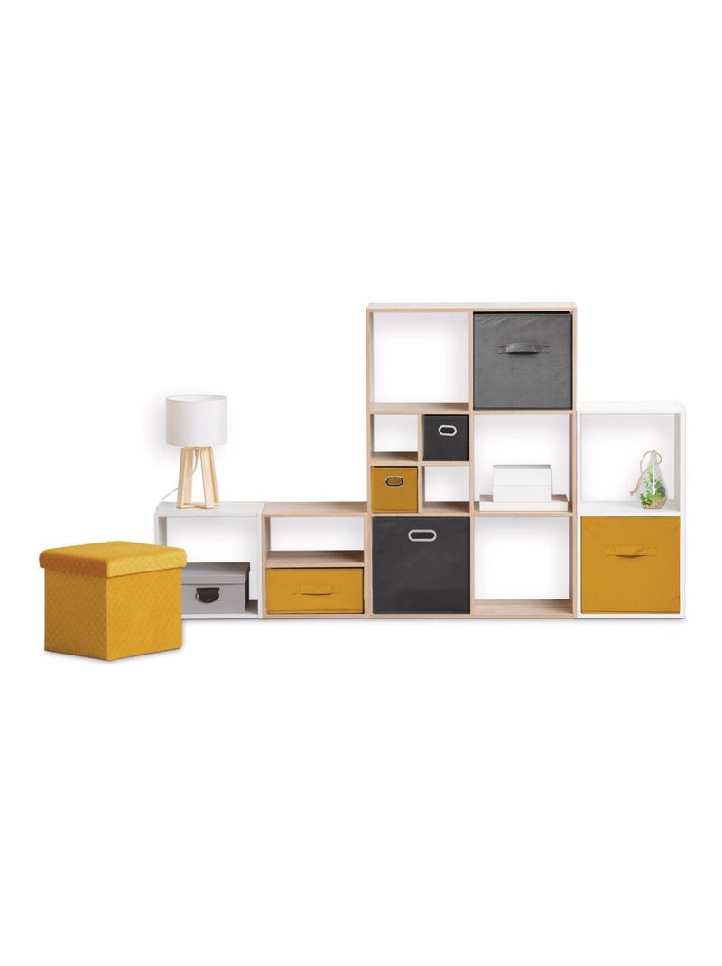 Boîte de rangement rectangulaire en tissu MIX'N MODUL Jaune - Kiabi