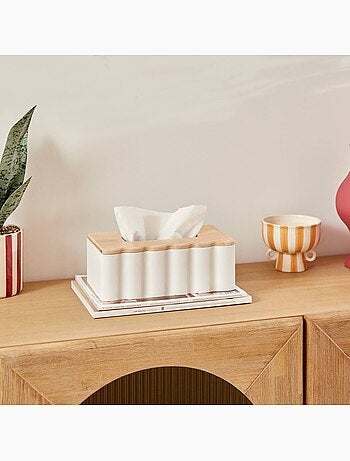 Boîte décorative à mouchoirs en bois d'hévéa CHERIE