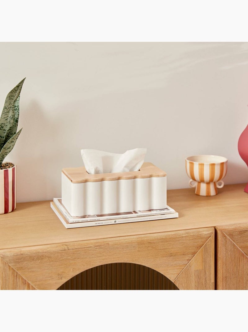 Boîte décorative à mouchoirs en bois d'hévéa CHERIE Blanc - Kiabi