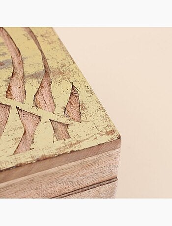 Boite en bois couvercle or 13x19cm