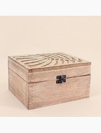 Boite en bois couvercle or 21x17cm