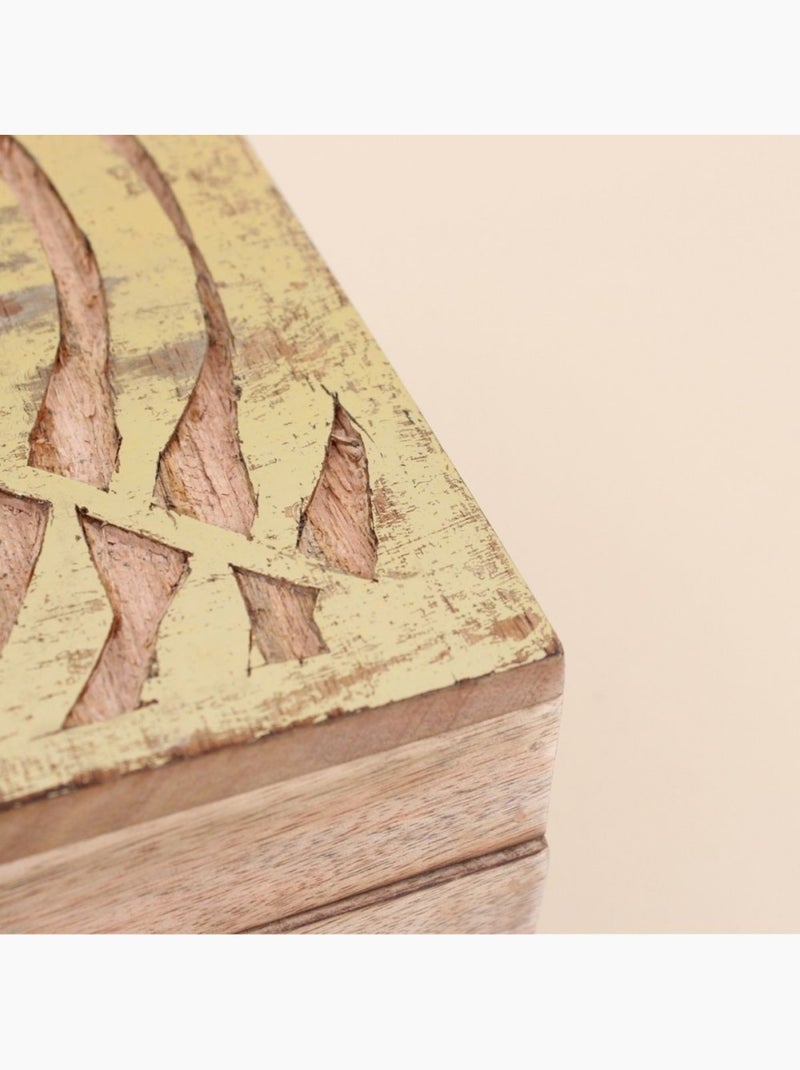 Boite en bois couvercle or 21x17cm Beige - Kiabi