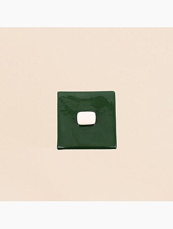 Boite en céramique motif damiers vert et blanc