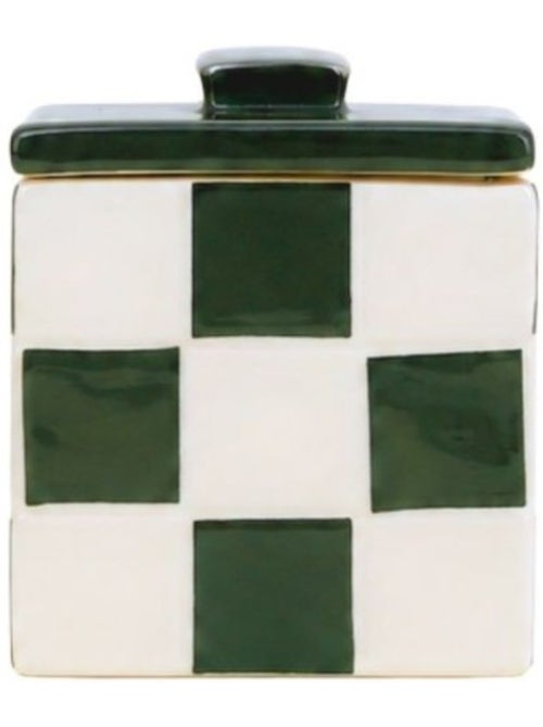 Boite en céramique motif damiers vert et blanc - Kiabi Boite en céramique motif damiers vert et blanc - Kiabi