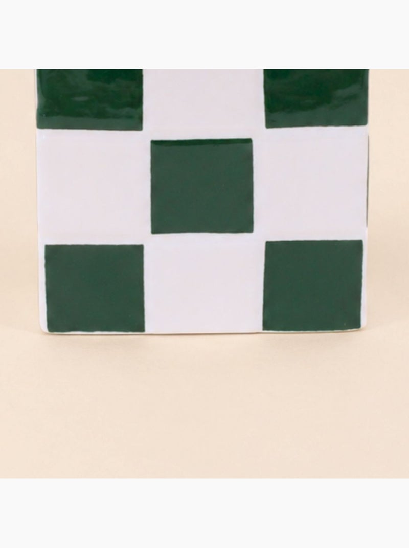 Boite en céramique motif damiers vert et blanc Vert - Kiabi