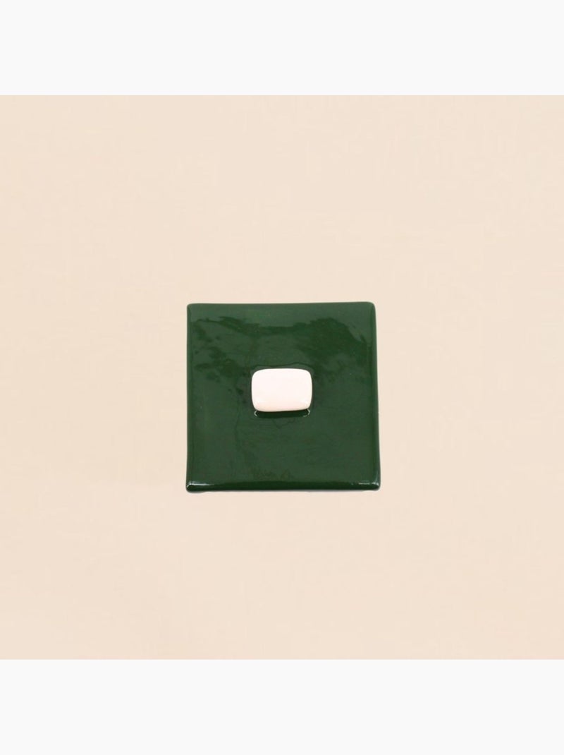 Boite en céramique motif damiers vert et blanc Vert - Kiabi