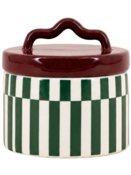 Boite en céramique rayée avec couvercle vert et violet 11cm - Kiabi Boite en céramique rayée avec couvercle vert et violet 11cm - Kiabi