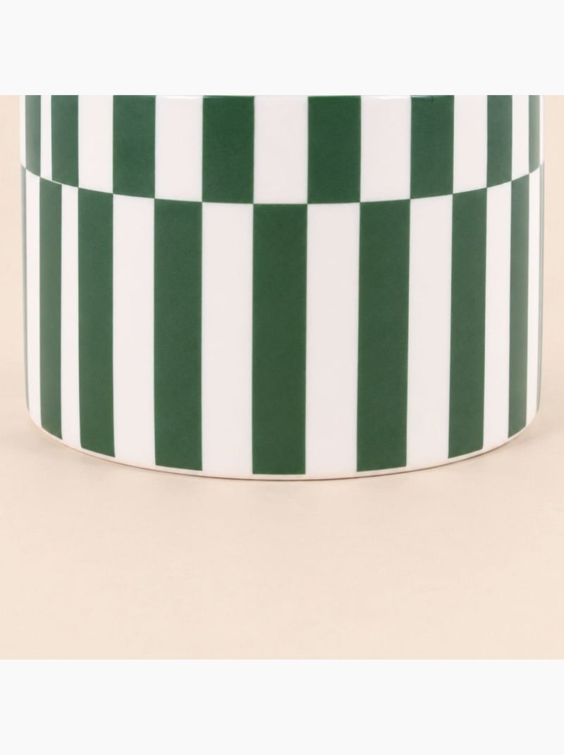 Boite en céramique rayée avec couvercle vert et violet 11cm Vert - Kiabi