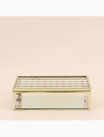 Boite en verre et métal doré 18x10cm