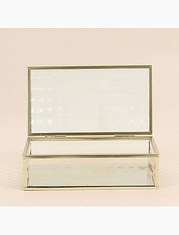 Boite en verre et métal doré 18x10cm