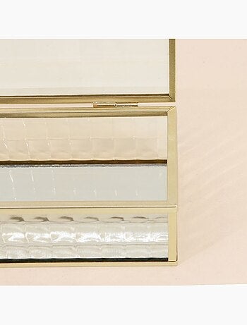 Boite en verre et métal doré 18x10cm