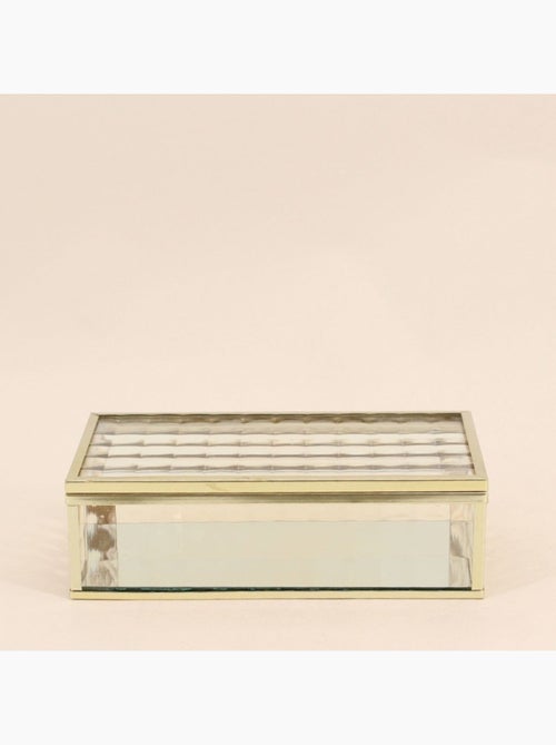 Boite en verre et métal doré 18x10cm - Kiabi