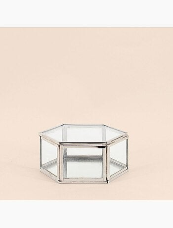 Boite hexagonale en verre 12x11cm