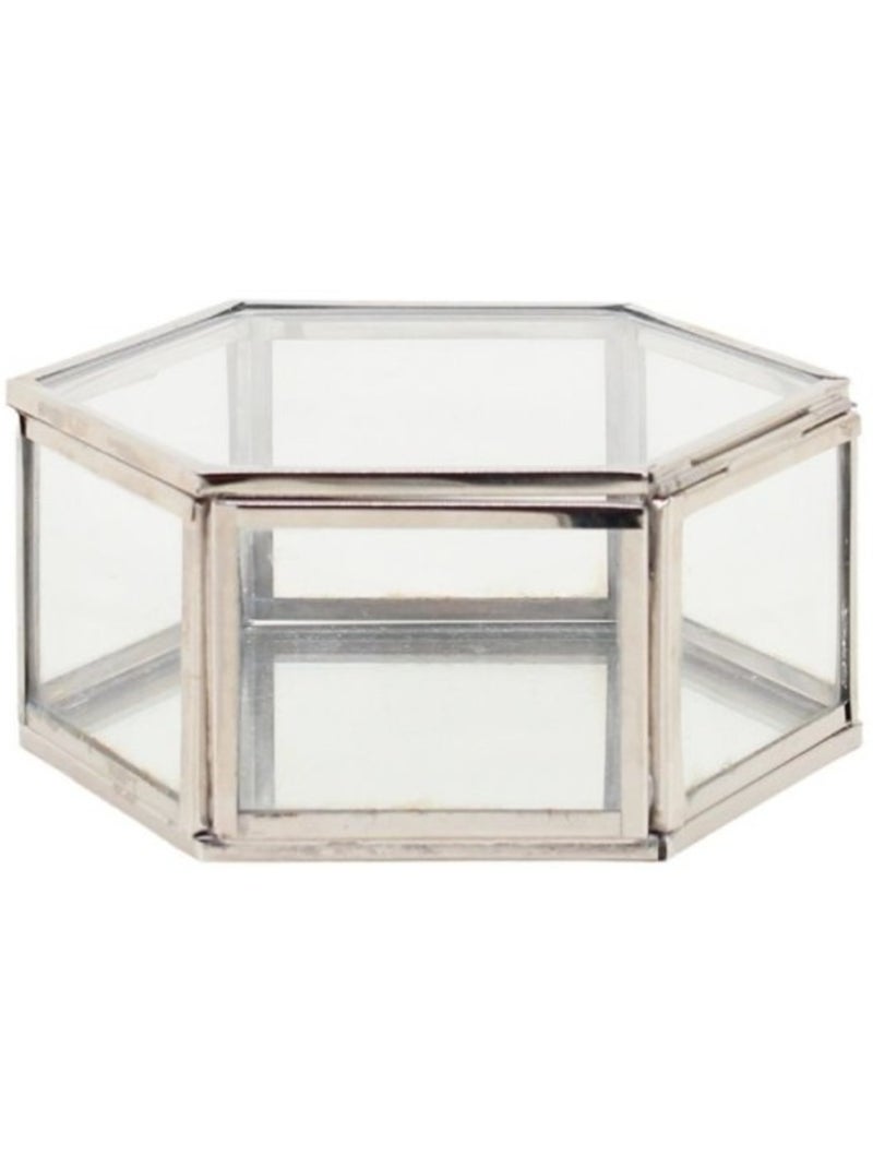 Boite hexagonale en verre 12x11cm Gris - Kiabi