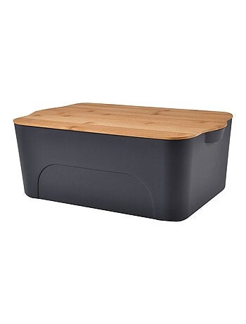 Boite plastique avec couvercle en bambou grand format