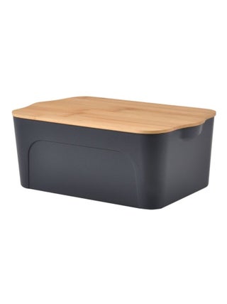 Boite plastique avec couvercle en bambou