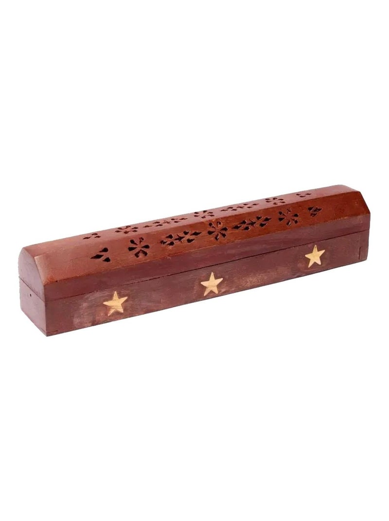 Boite Porte encens en bois motif Etoiles Marron - Kiabi