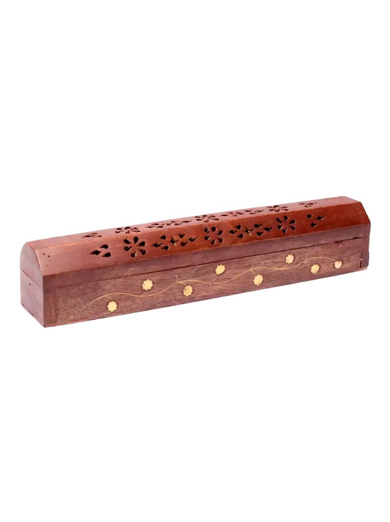 Boite Porte encens en bois motif Fleurs Marron - Kiabi