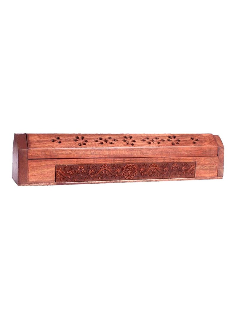 Boite Porte encens en bois motif Om Marron - Kiabi