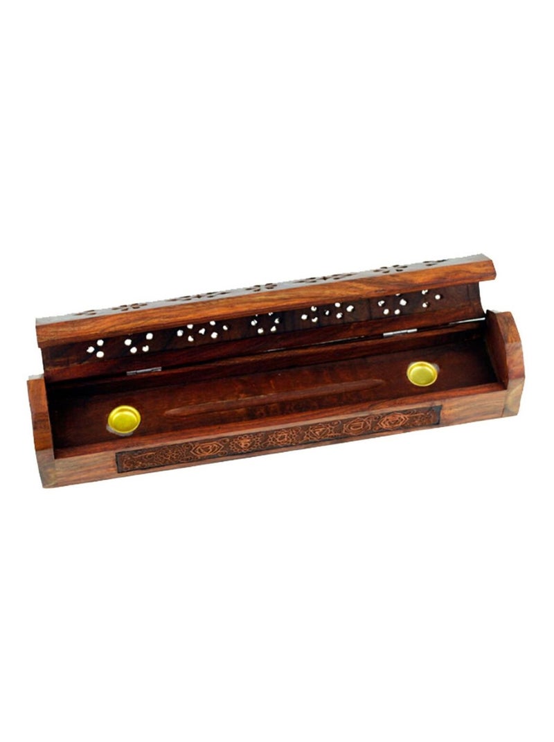 Boite Porte encens en bois motif Om Marron - Kiabi