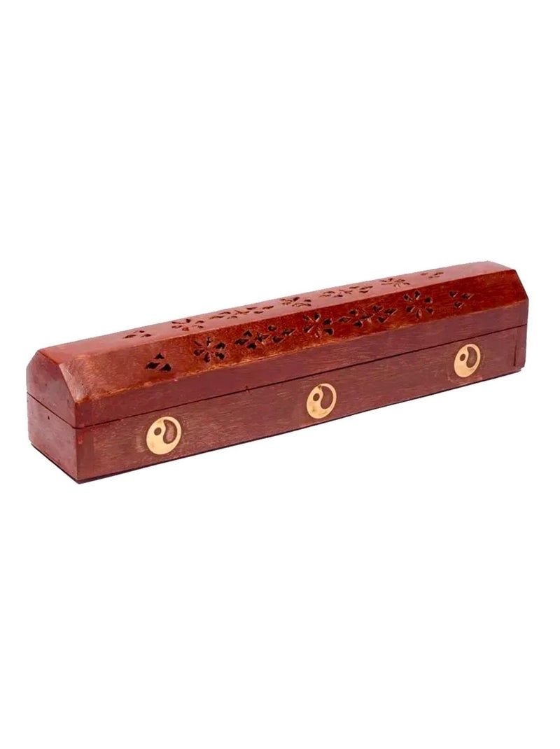 Boite porte encens en bois motif Yin Yang Marron - Kiabi