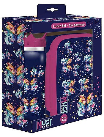 Boîte repas Must Team Butterfly 800 ml + gourde 500 ml acier inoxydable