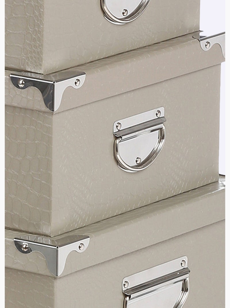 Boites rangement renforcées façon croco - AFIBEL Taupe - Kiabi