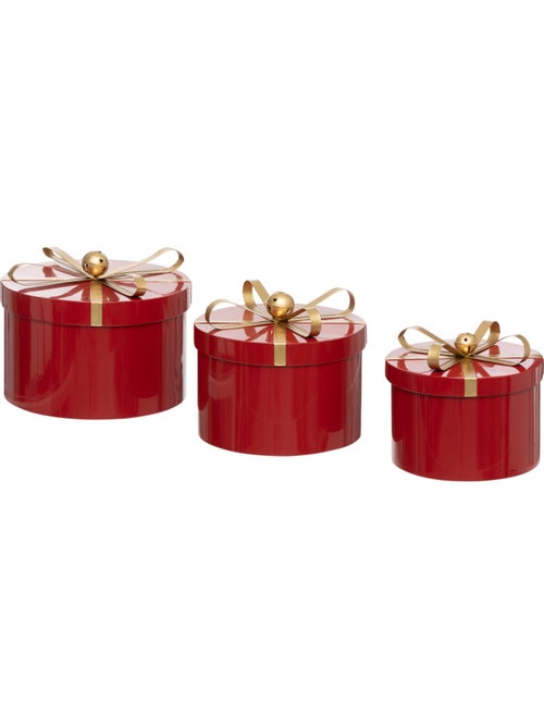 BOITES RONDES METAL ROUGE X3 - Kiabi