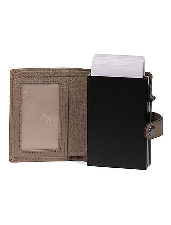 Boîtier portecartes 1 volet stop rfid cuir confort hexagona