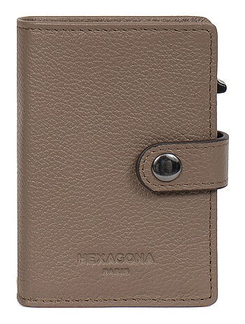 Boîtier portecartes 1 volet stop rfid cuir confort hexagona