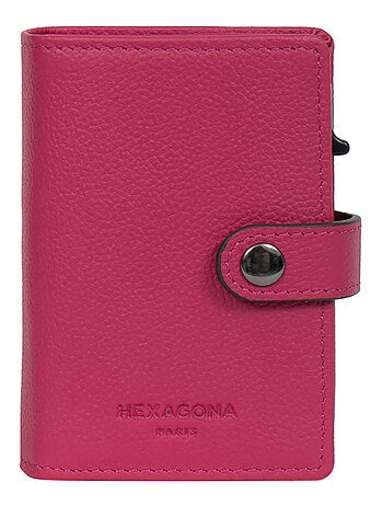 Boîtier portecartes 1 volet stop rfid cuir confort hexagona