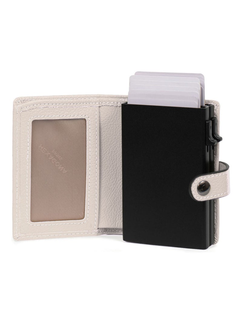 Boîtier portecartes  1 volet  Stop RFID  Cuir CONFORT Ivoire - Kiabi