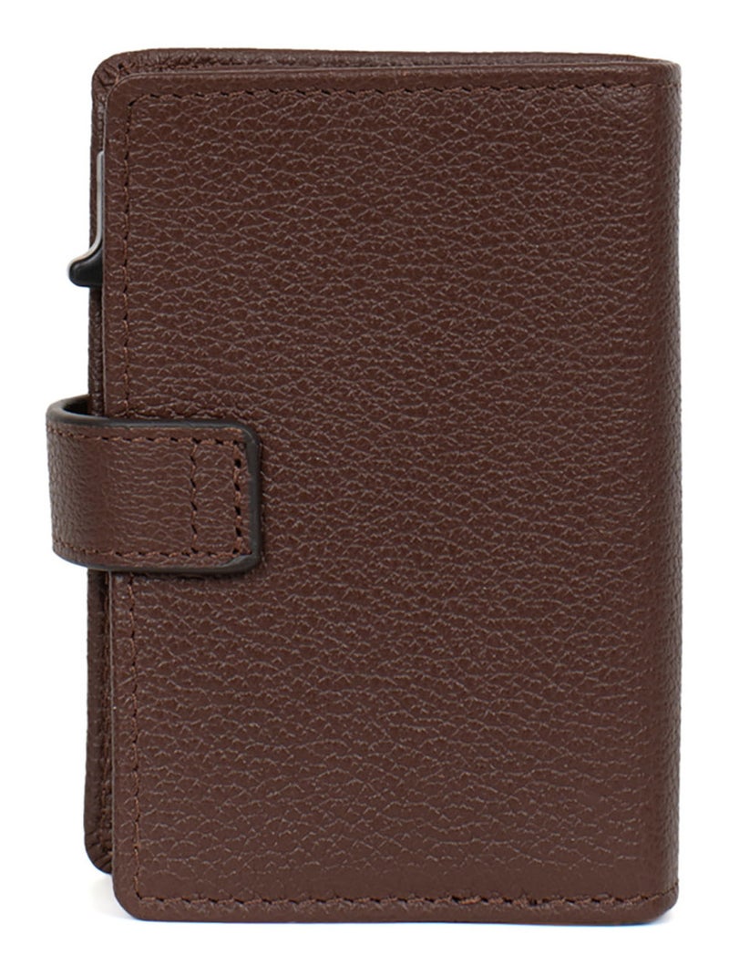 Boîtier portecartes  1 volet  Stop RFID  Cuir CONFORT Marron chocolat - Kiabi