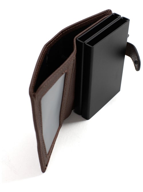 Boîtier portecartes  1 volet  Stop RFID  Cuir CONFORT - Kiabi