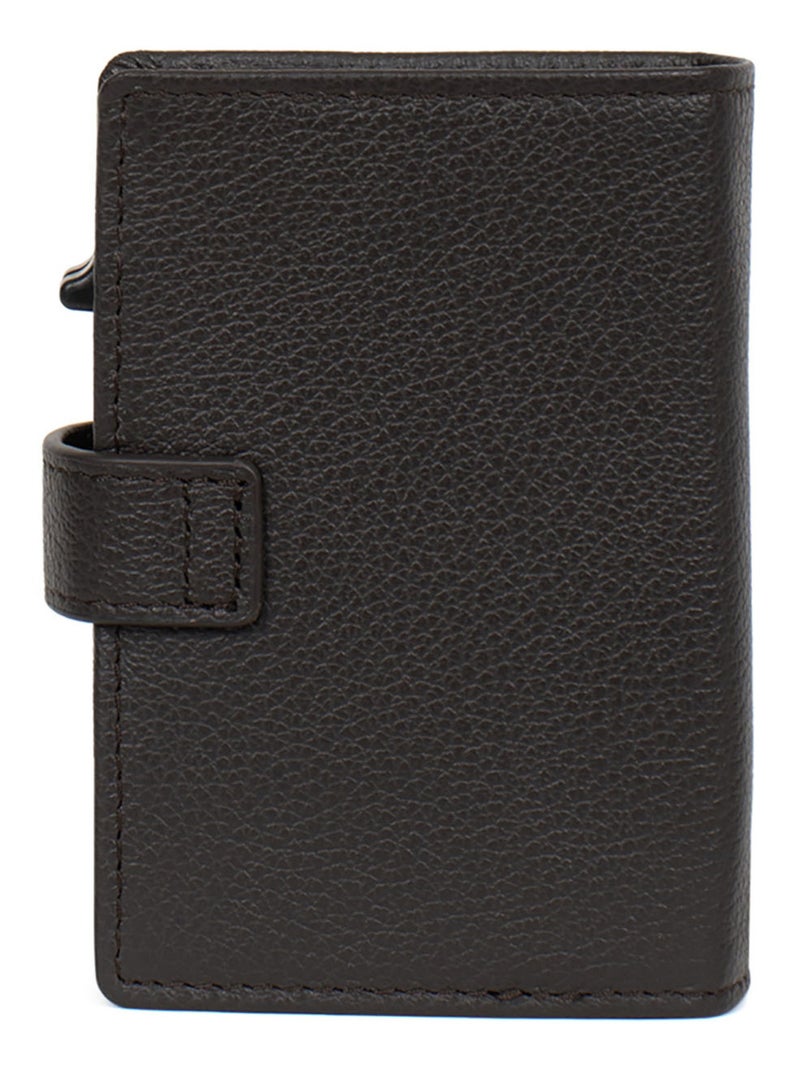 Boîtier portecartes  1 volet  Stop RFID  Cuir CONFORT Marron foncé - Kiabi