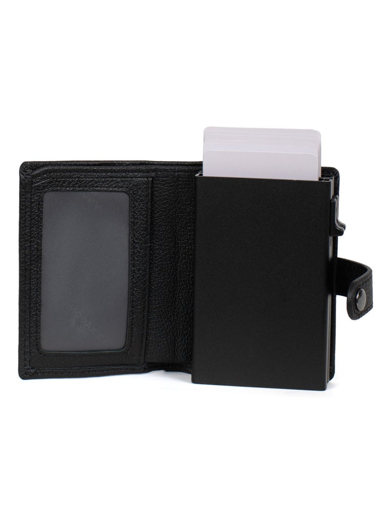 Boîtier portecartes  1 volet  Stop RFID  Cuir CONFORT Noir - Kiabi
